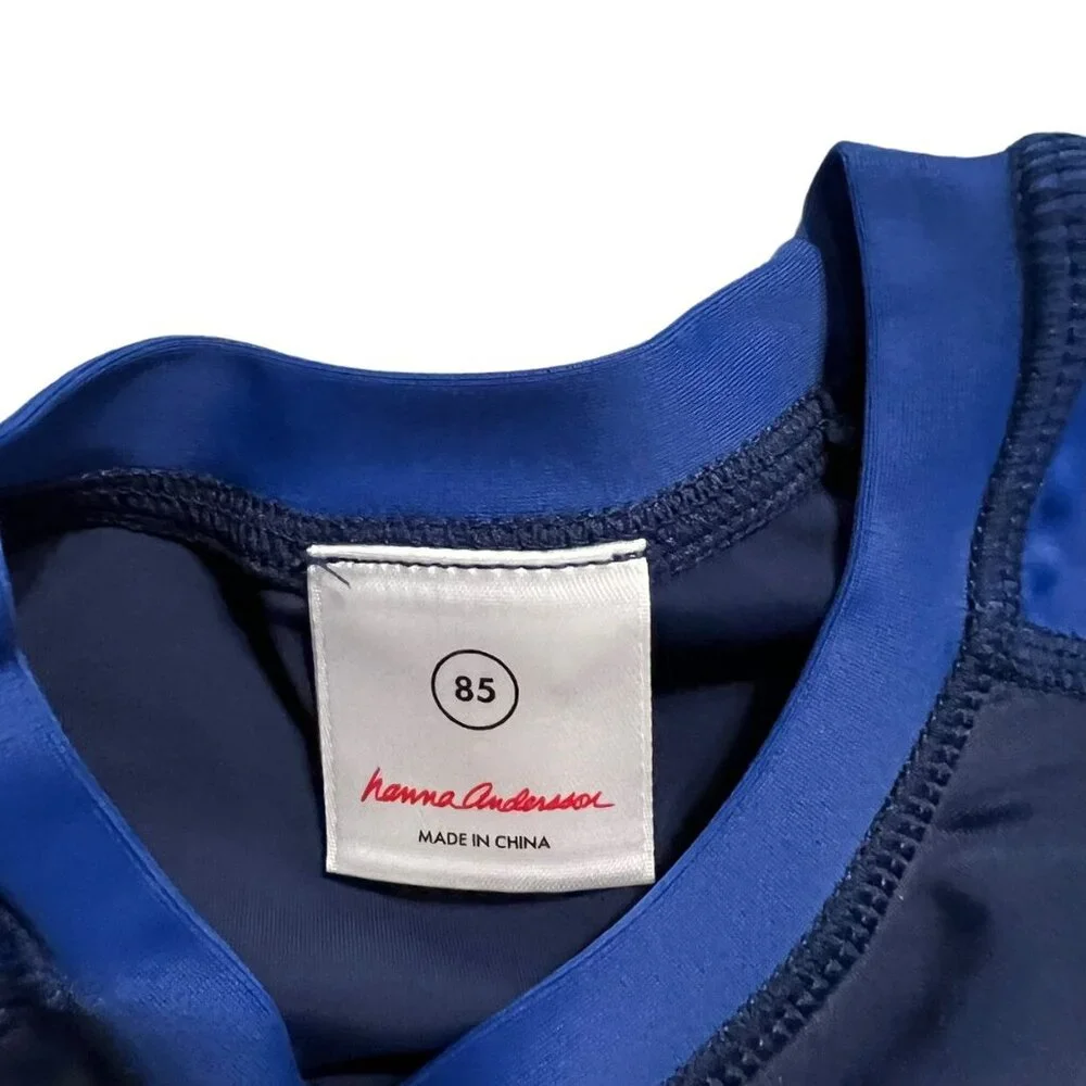 Hanna Andersson Sz 85 (2T) Green Blue Navy Colorblock Rashguard Swim Shirt
